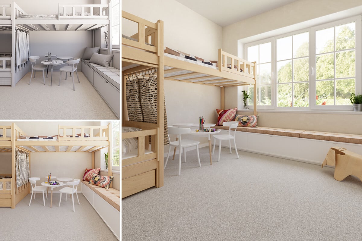 Children's Bedroom Exclusive 3D Lifestyle Scene for Flooring Marketing
