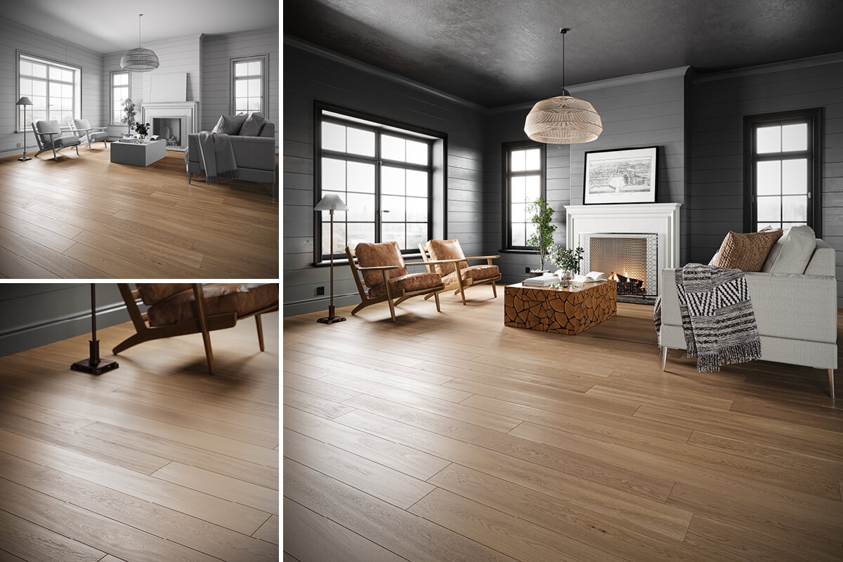 Exclusive Living Room Interior 3D Scene for Flooring Marketing