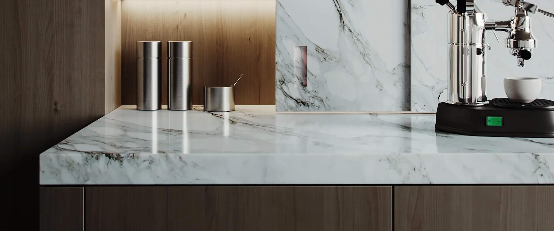 Marble Kitchen Counter 3D Visualization