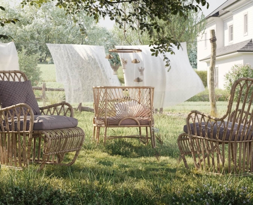 3D Visualization of a Garden Outdoor Furniture Set