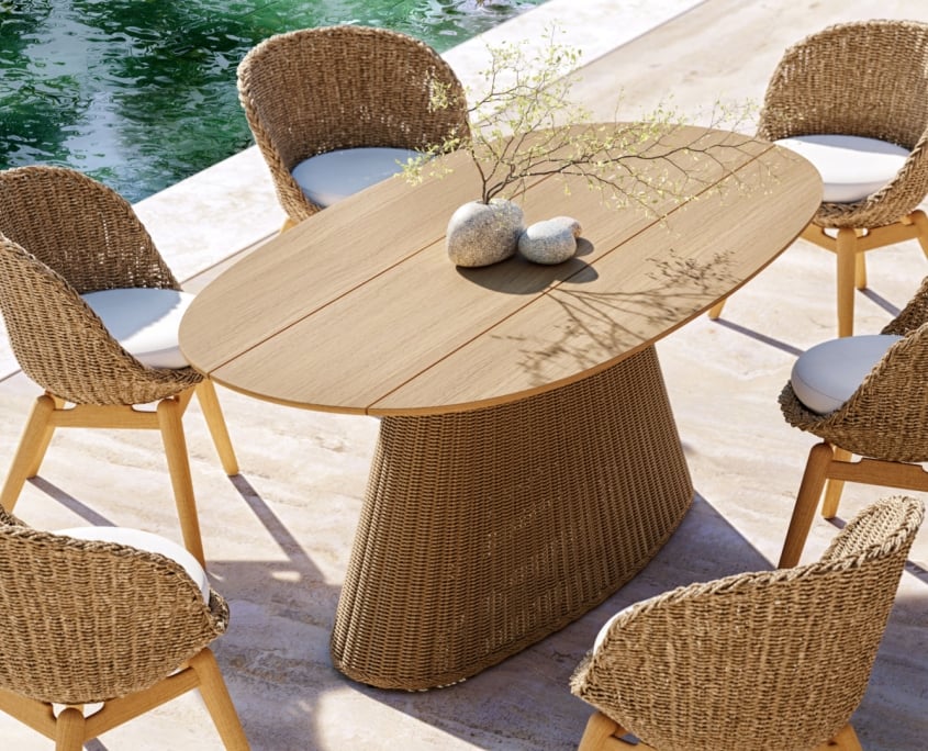 Poolside Dining Set 3D Rendering