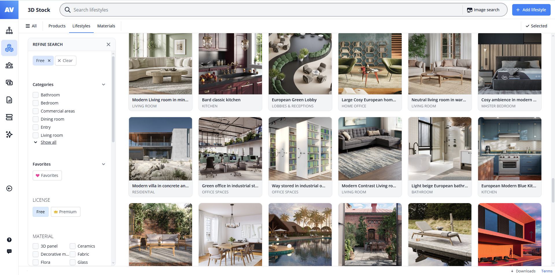3D furniture visualization library — ready-made scenes and models for faster delivery