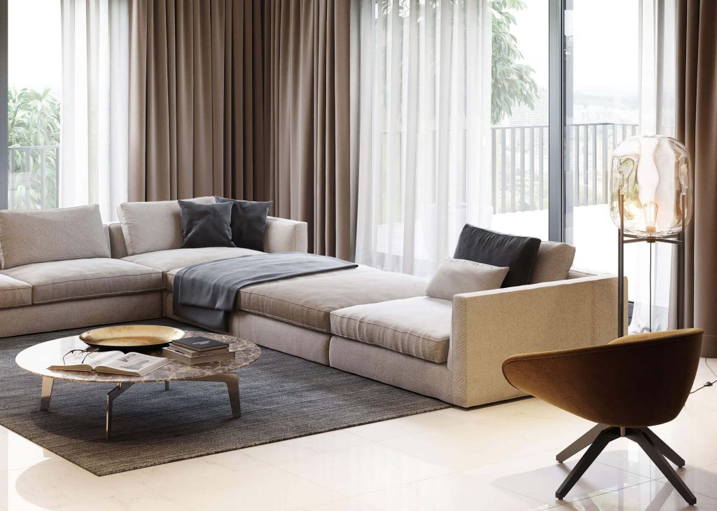3D Rendering of a Living Room Couch