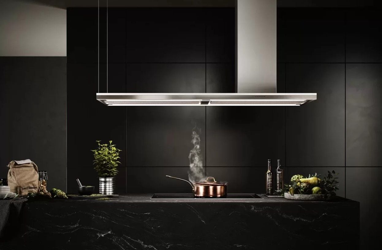 3D kitchen rendering with built-in appliances and functionality