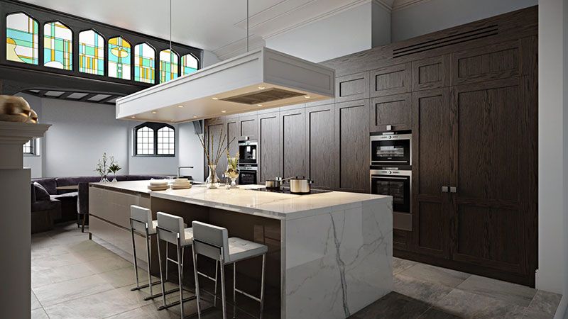 Kitchen 3D Rendering with Multiple Light Sources
