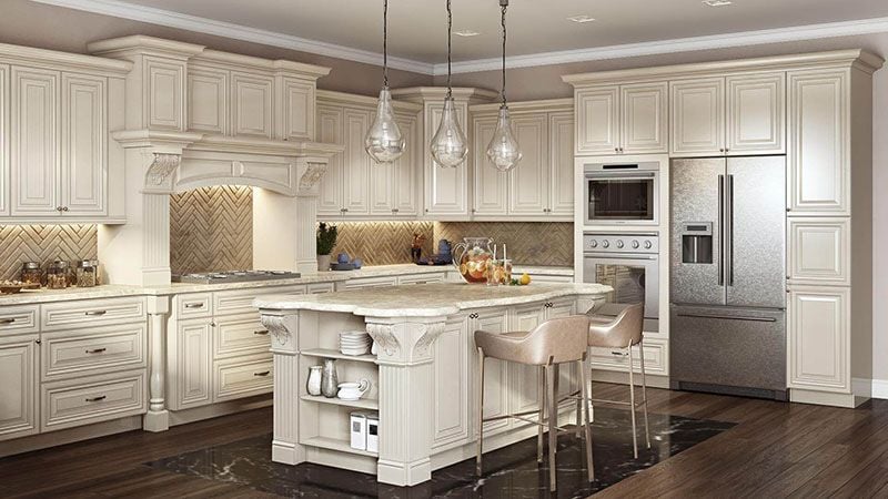 Traditional Kitchen 3D Rendering with Food and Decor