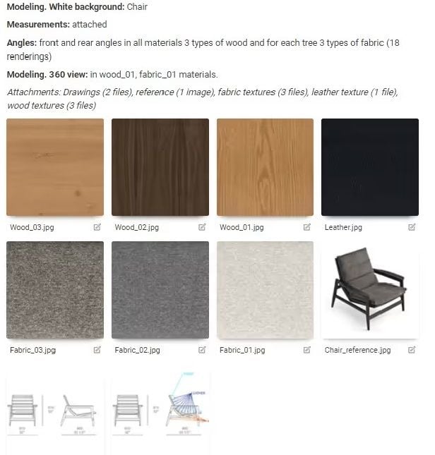 3D modeling process step 2: setting up a precise brief for CG studio with references and dimensions