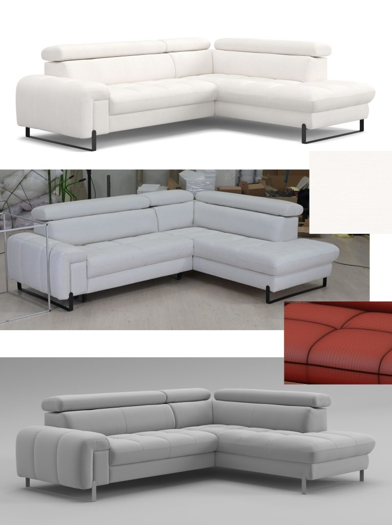 Realistic 3D Model of a Modern L-Shaped Sectional Sofa