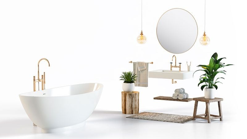 3D product imagery — bathroom set white background renders