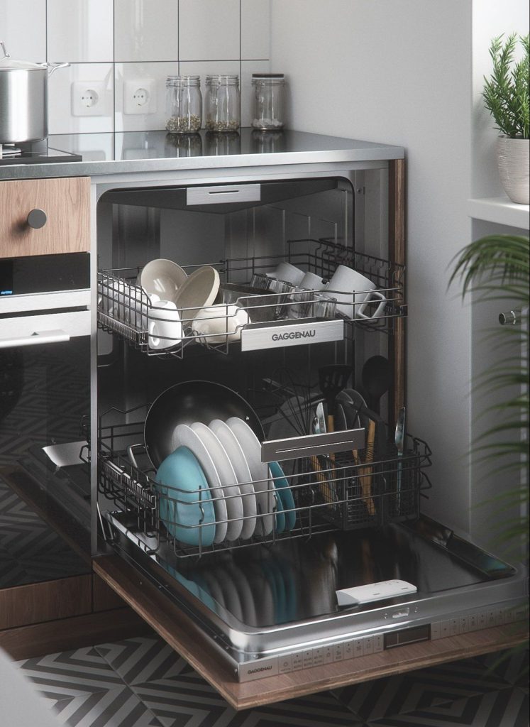 3D Kitchen Interior Visualization with Dishwasher