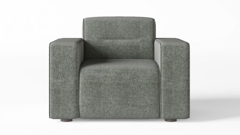 A Screenshot of a 360 Product Spin of a Grey Armchair