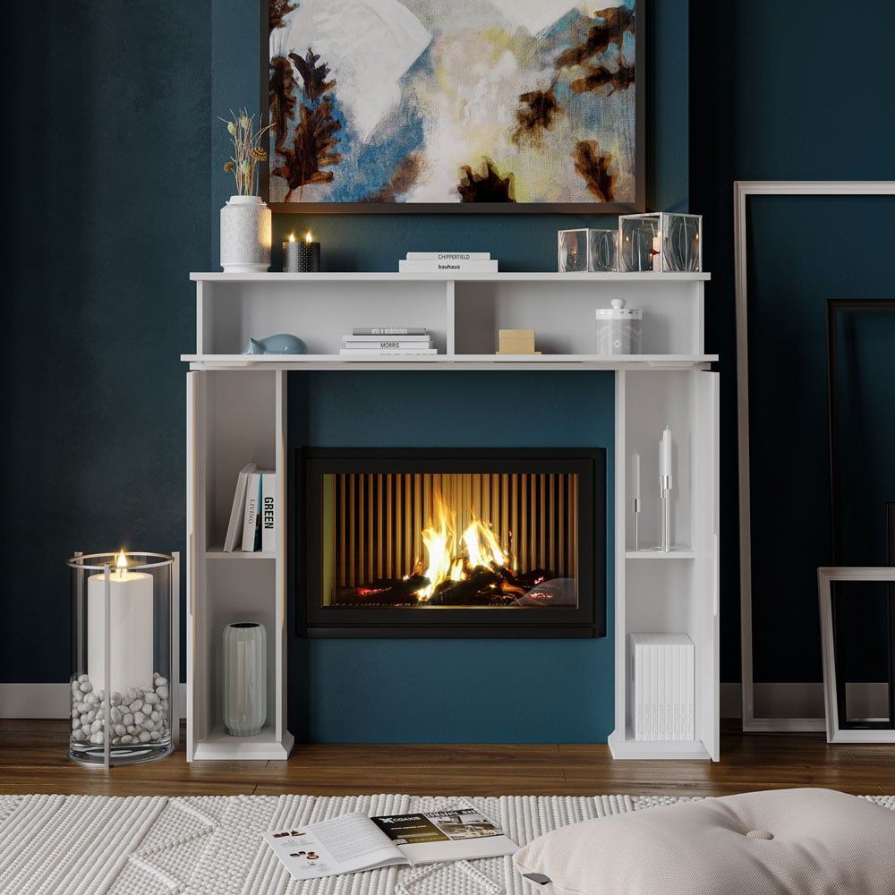 3D Interior Visualization of trendy Fireplace with Custom fittings
