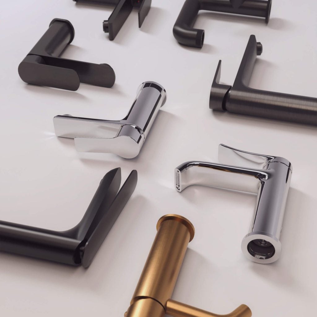 High-Quality 3D Product Rendering of stylish Faucets