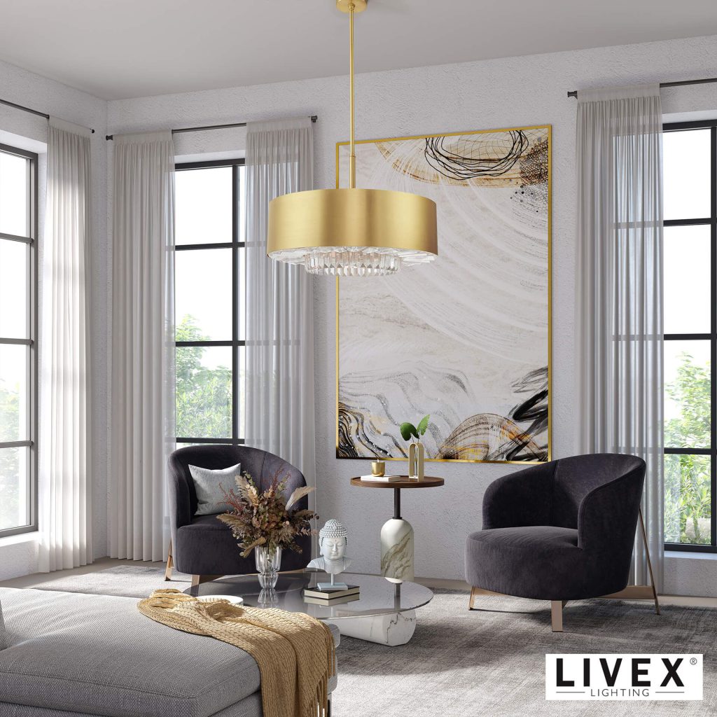 3D Interior Visualization with Modern Furniture and Lighting
