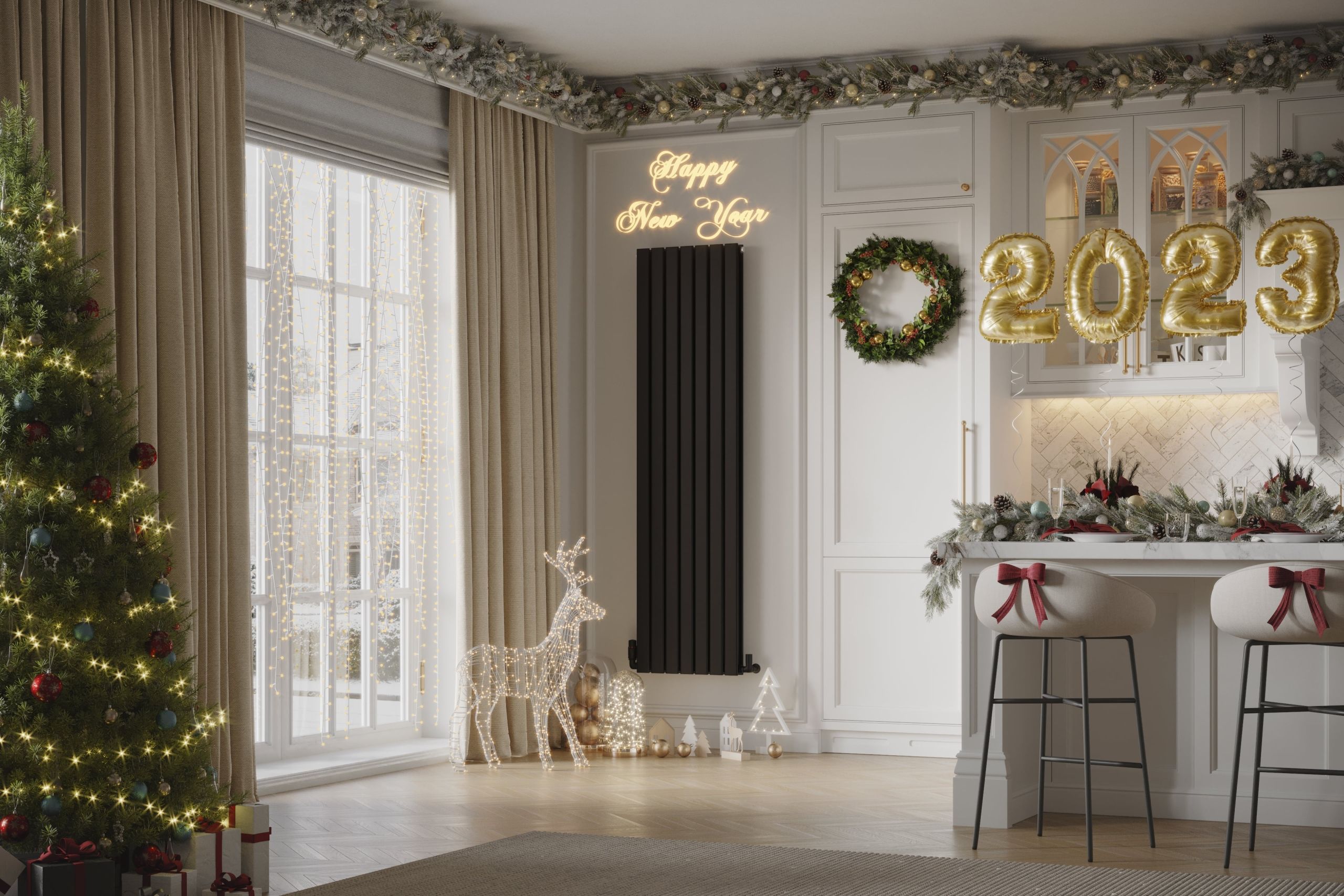 Radiator in a Living Room Interior Visualization