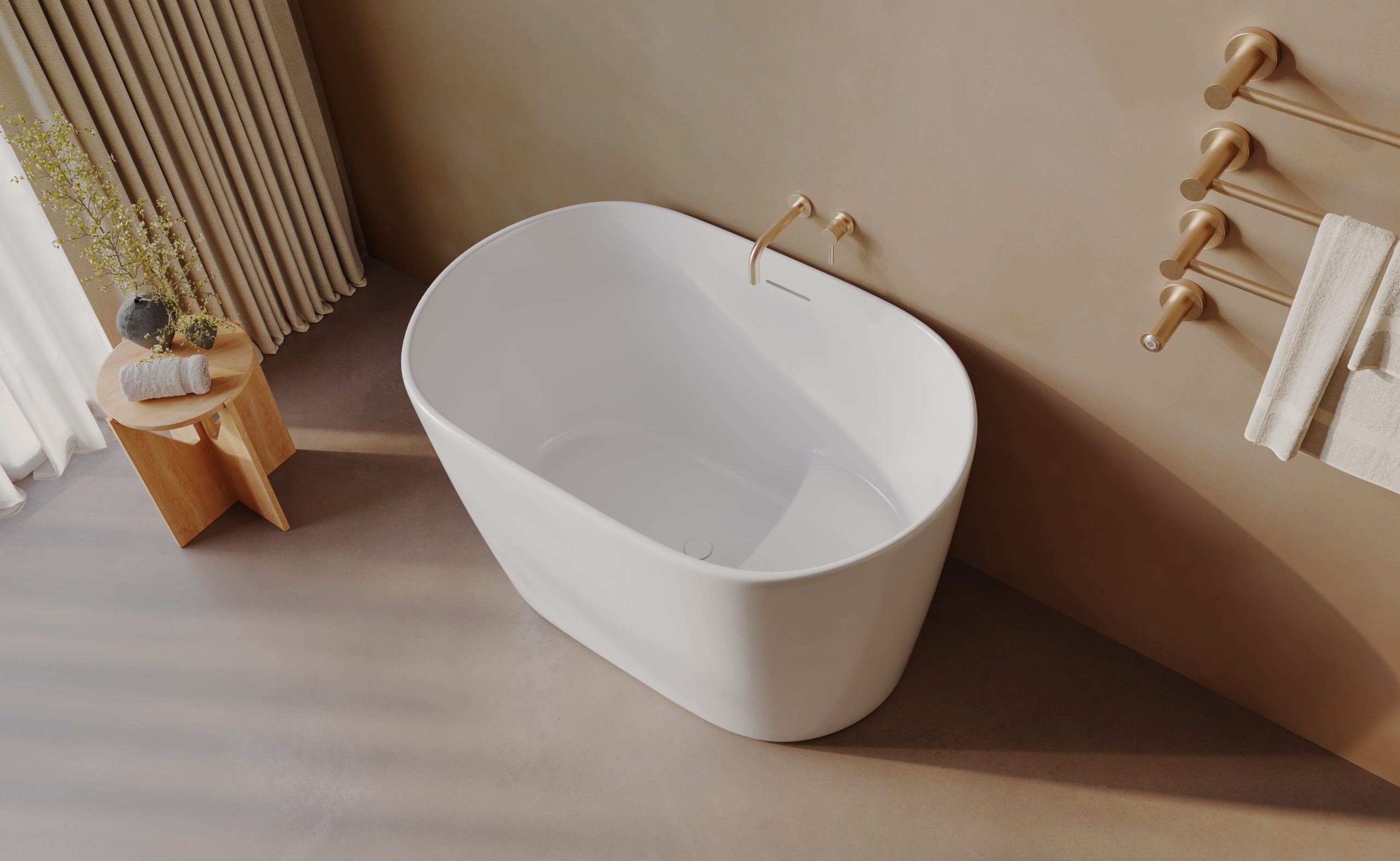Bathtub lifestyle render: Top view