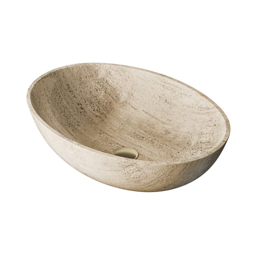Oval stone sink silo render