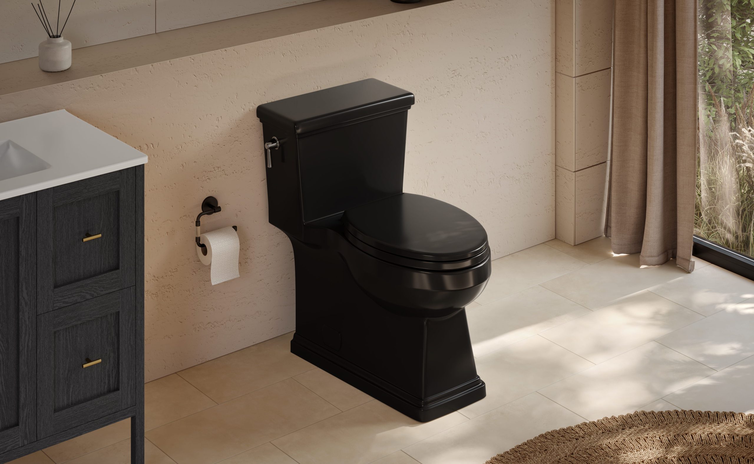 Black Toilet 3D Shot