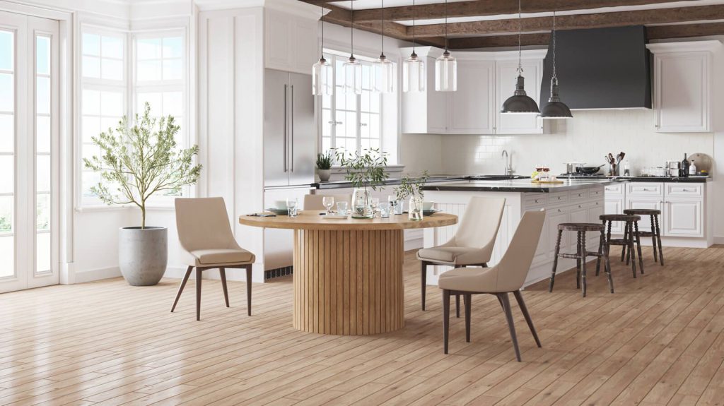3D Interior Visualization of Modern Kitchen with Furniture Rendering