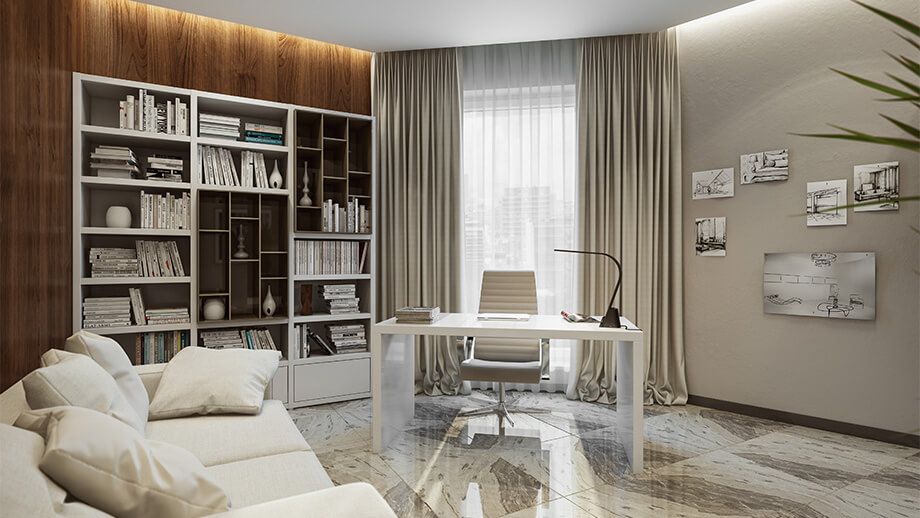 Comfortable Office Scene 3D Visualization