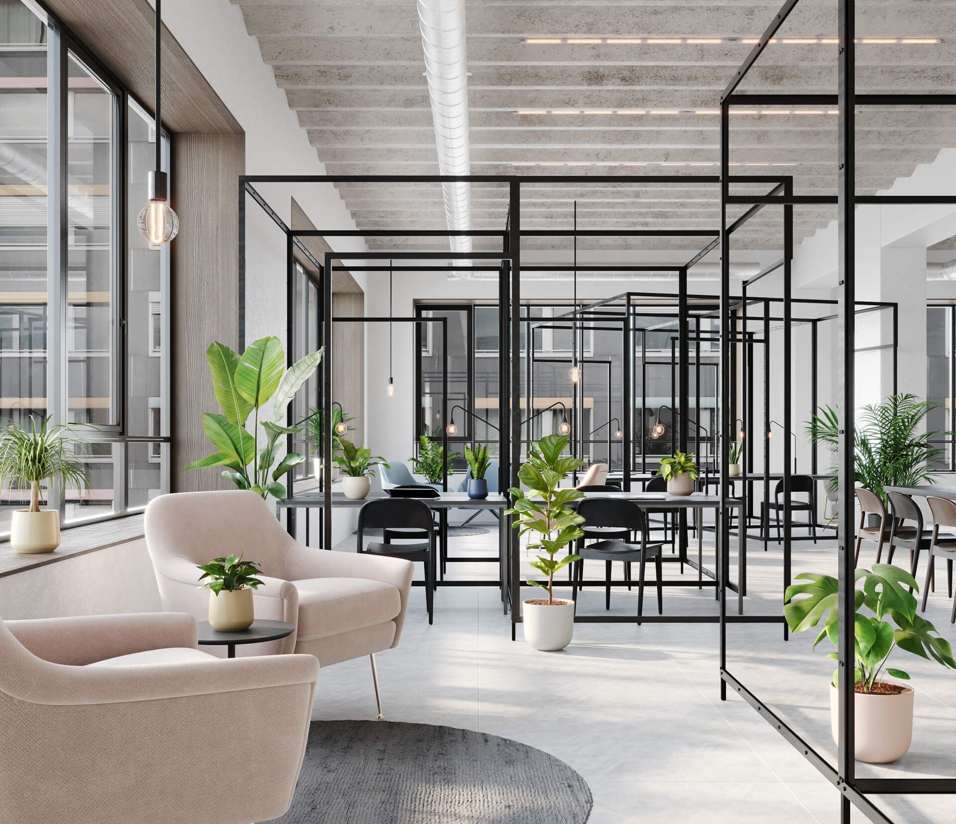 Pots for Openspace Office Lifestyle CG Rendering