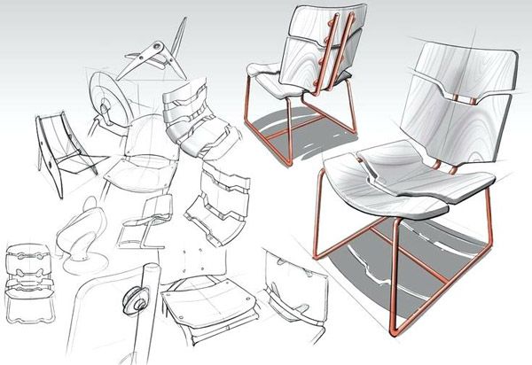 3D furniture visualization references — sketch and design materials for CGI brief