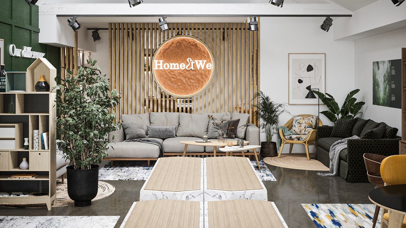 Lifestyle Rendering of a Furniture Showroom