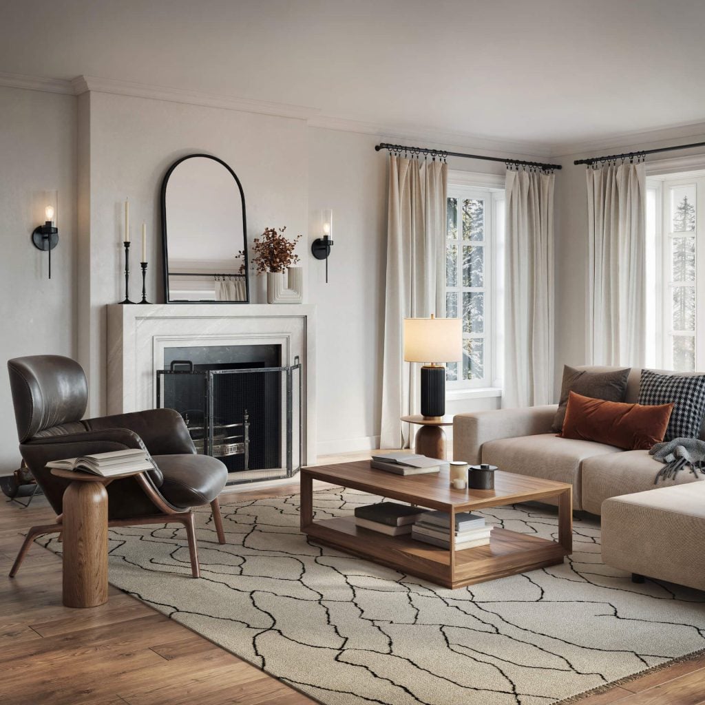 Photorealistic 3D Interior Rendering of Modern Living Room