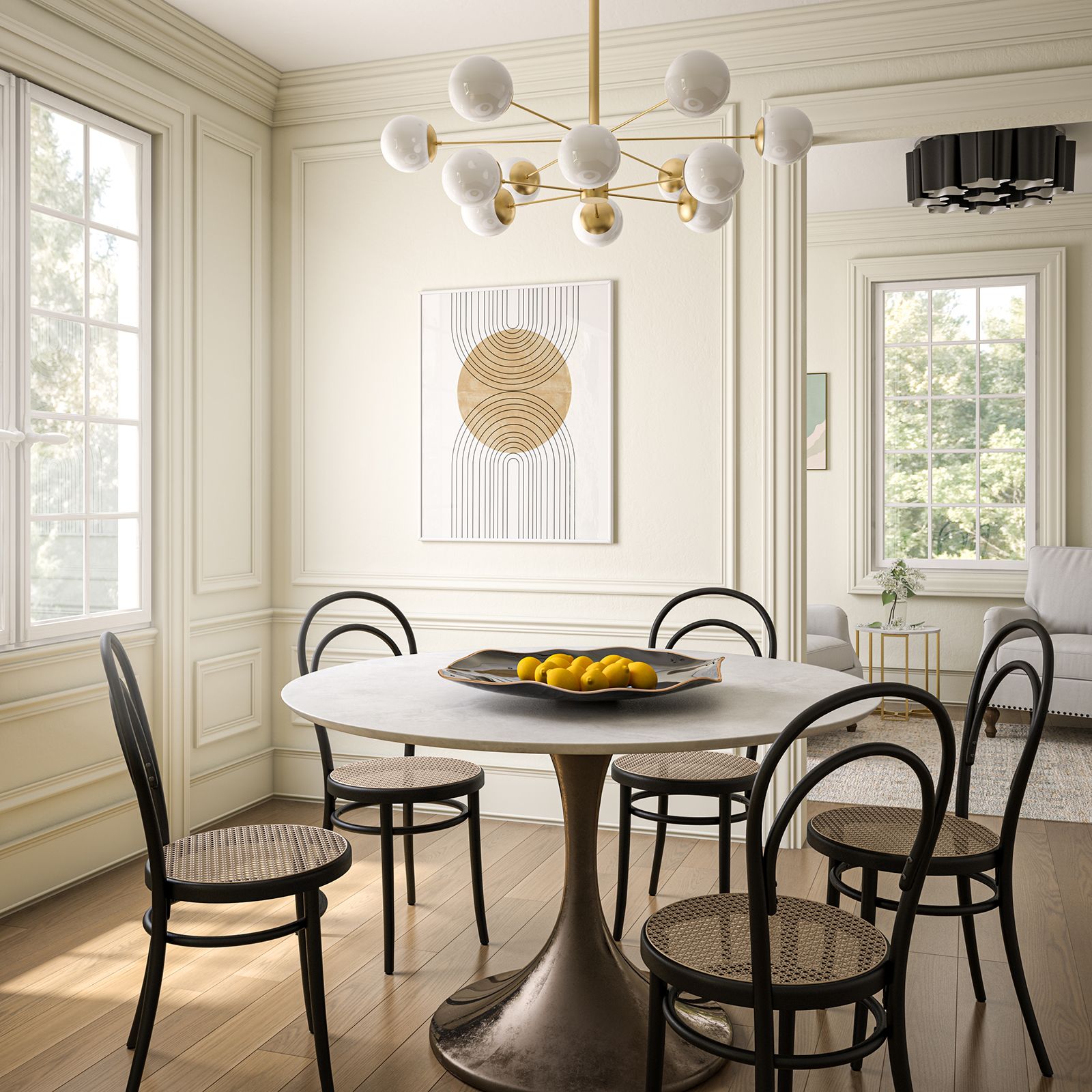 Lifestyle 3D Render of Cashmere White Oak Floor