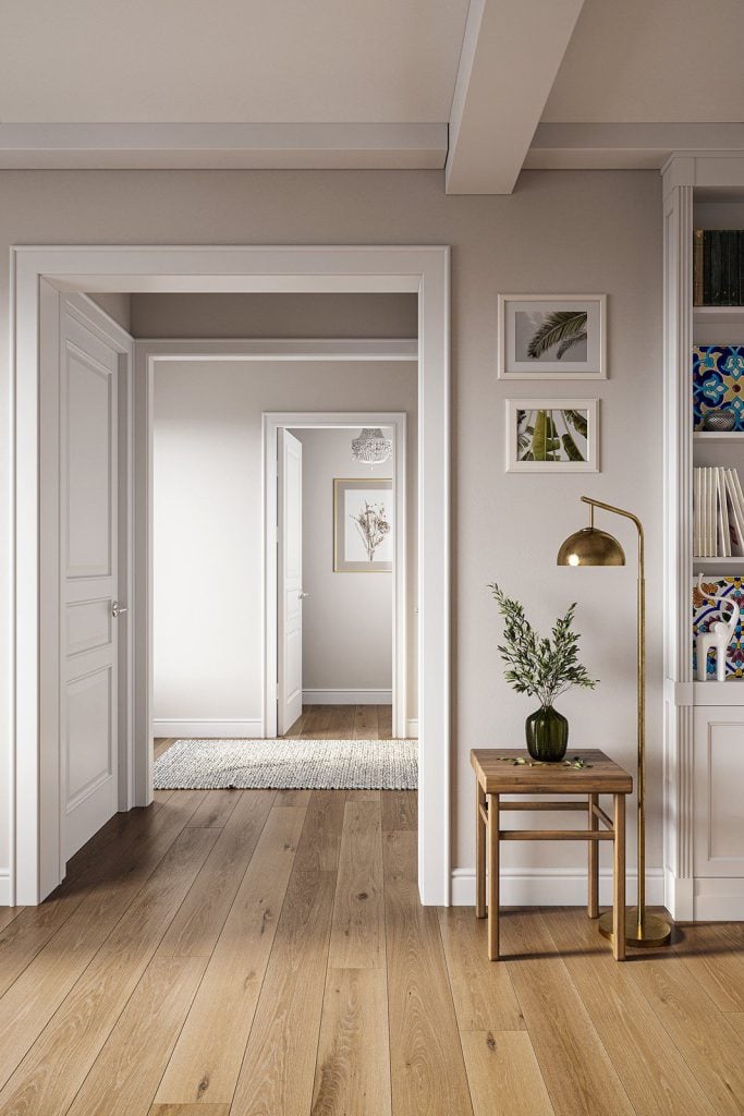 3D Interior Visualization of Modern Hallway with Furniture