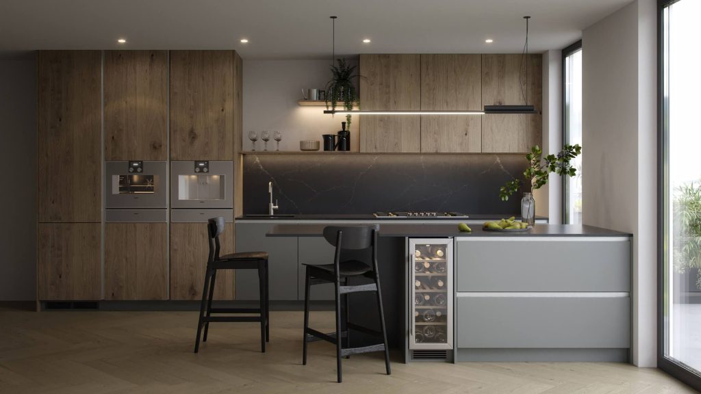 Modern Kitchen 3D Interior Visualization and Rendering