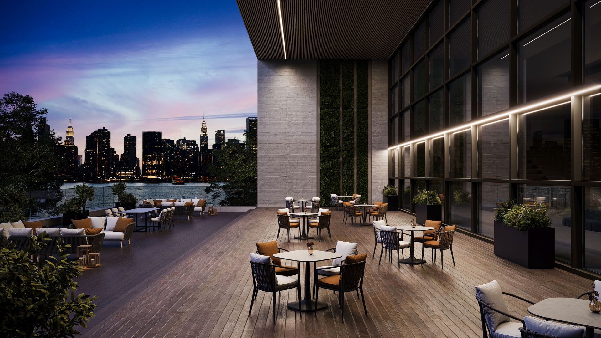 3D Rendering for Lighting Fixtures in a Terrace Skyline Scene