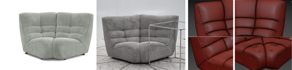 CG rendering of a modular corner seat sofa