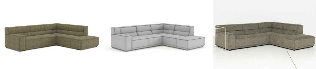 Sectional Sofa 3D Modeling with Fabric Texture