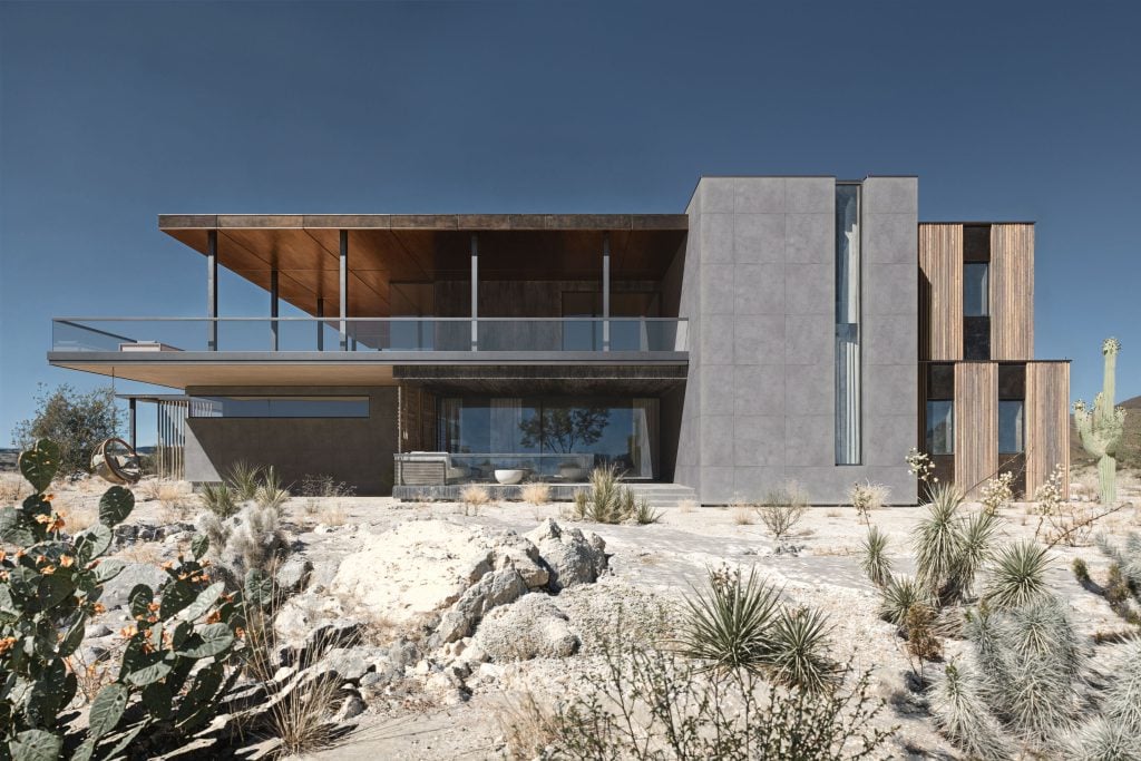 Modern Desert Home 3D Rendering – High-Quality Architectural Visualization