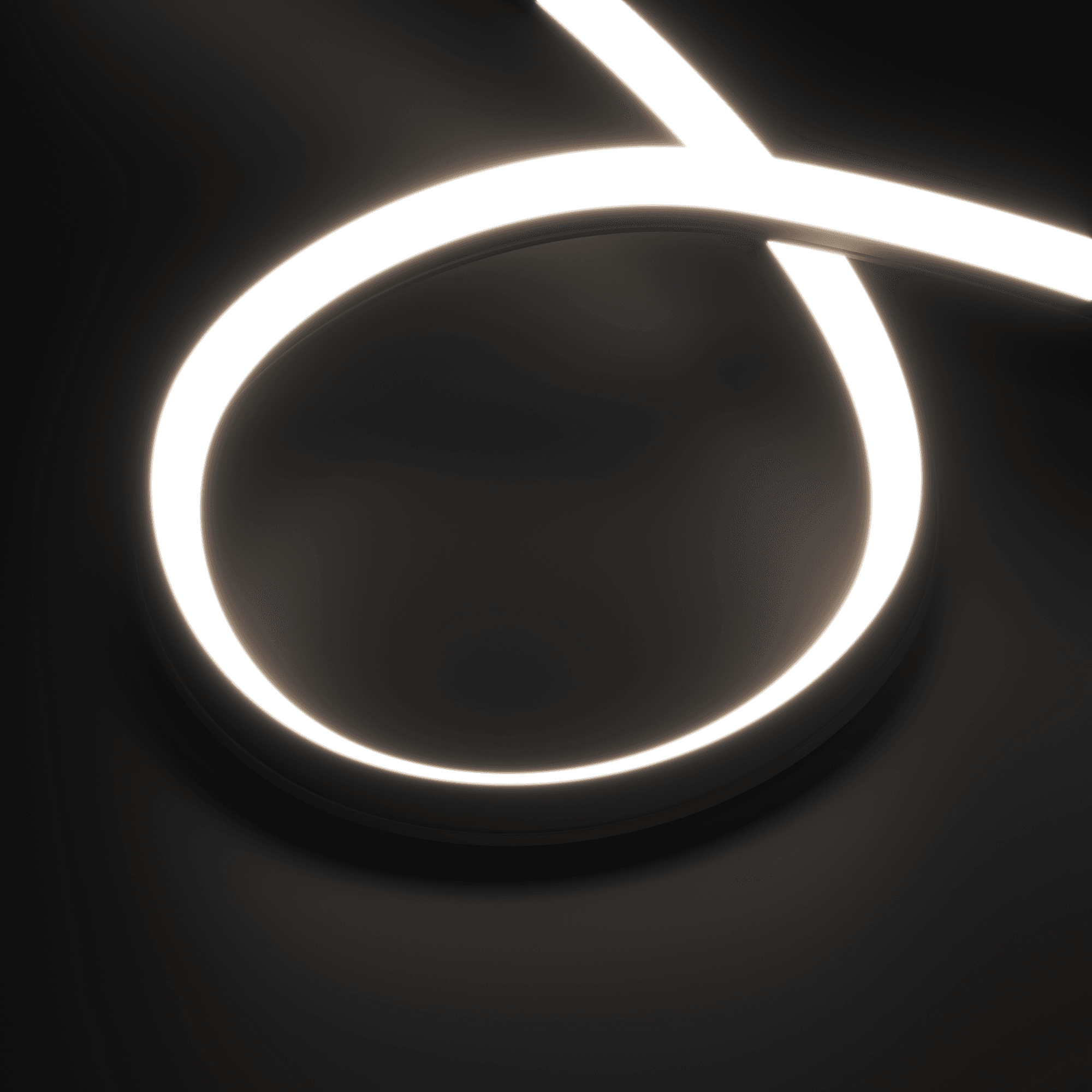 3D rendering for lighting presenting flexible luminous line emitting uniform white glow