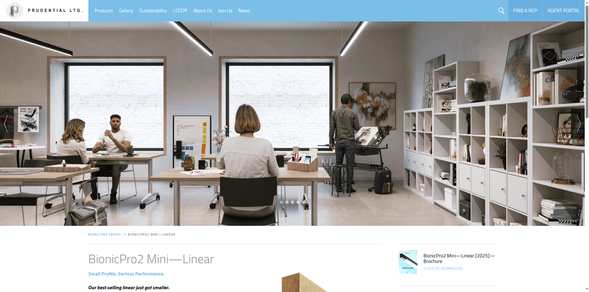 A studio workspace scene shows the linear lighting system incorporated into a detailed product information layout LED fixture 3D rende