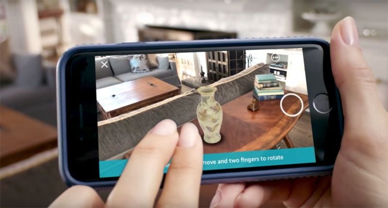 A User Placing Furniture and Decor to Her Living Room with Ecommerce AR Application