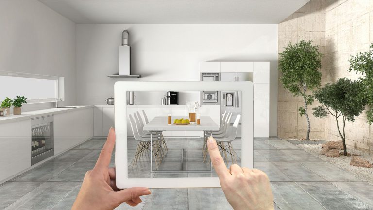 A Lady Trying Ecommerce AR Solutions for Her Kitchen