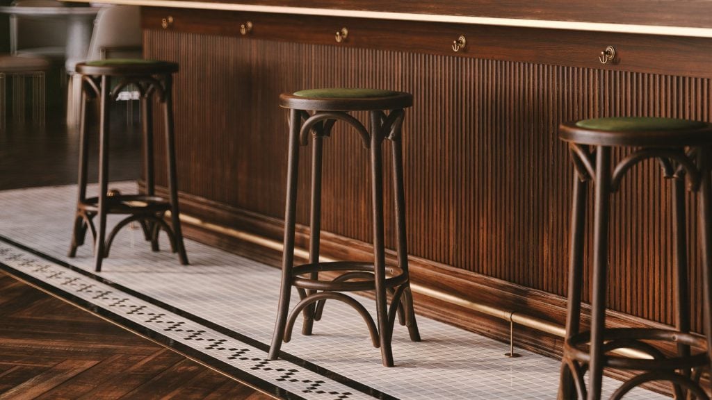 3D Furniture Rendering of Bar Stools in Interior Setting
