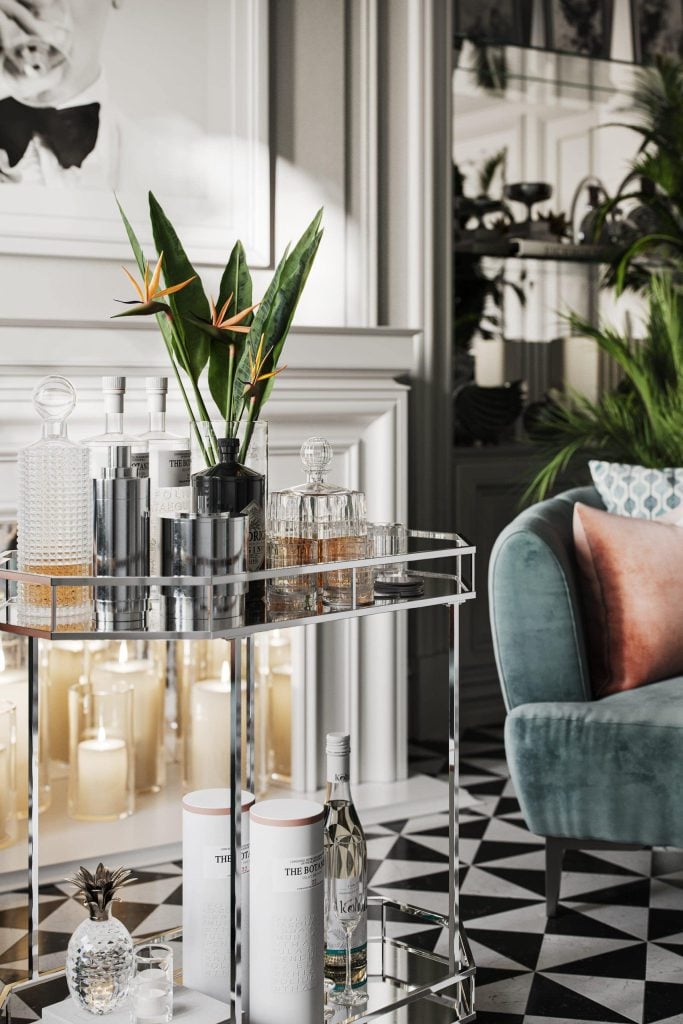 3D Interior Visualization of a Modern Living Space with Furniture