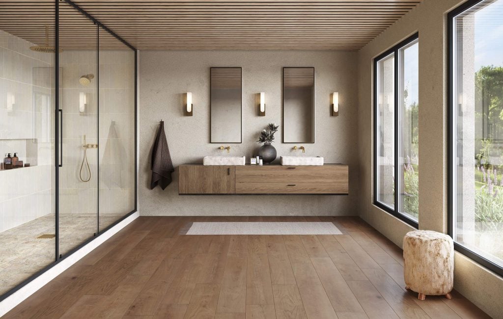 Photorealistic 3D Interior Rendering of trendy Bathroom