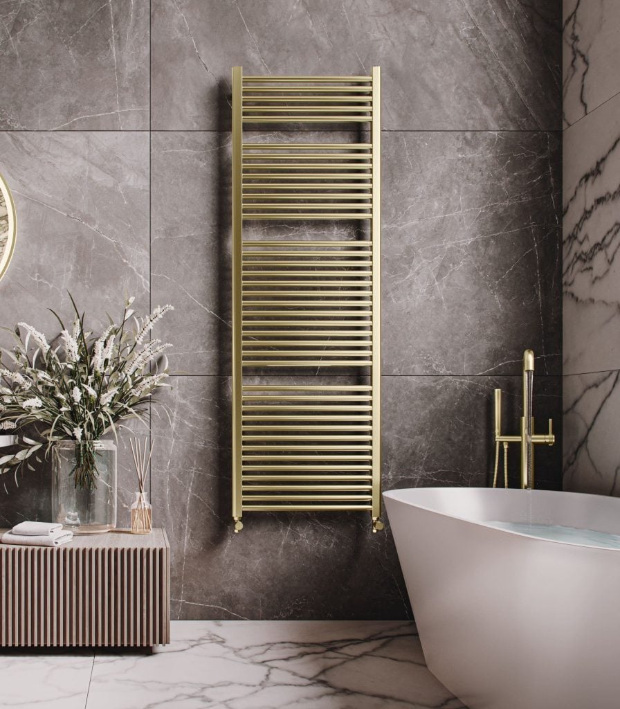 Luxury Bathroom 3D Interior Visualization with Gold Accents