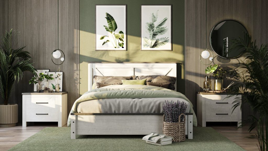 3D Interior Visualization of a Modern Bedroom with fittings Rendering