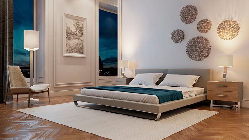 Bedroom 3D Render with an Evening Lighting Scheme