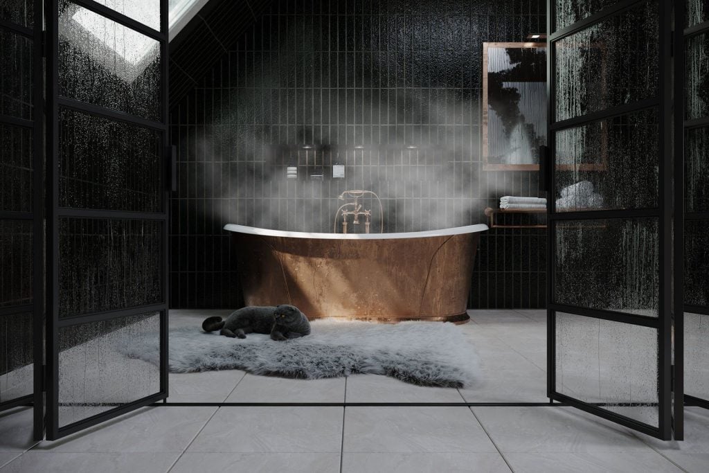 3D Interior Visualization of Luxurious Bathroom with Realistic fittings Rendering