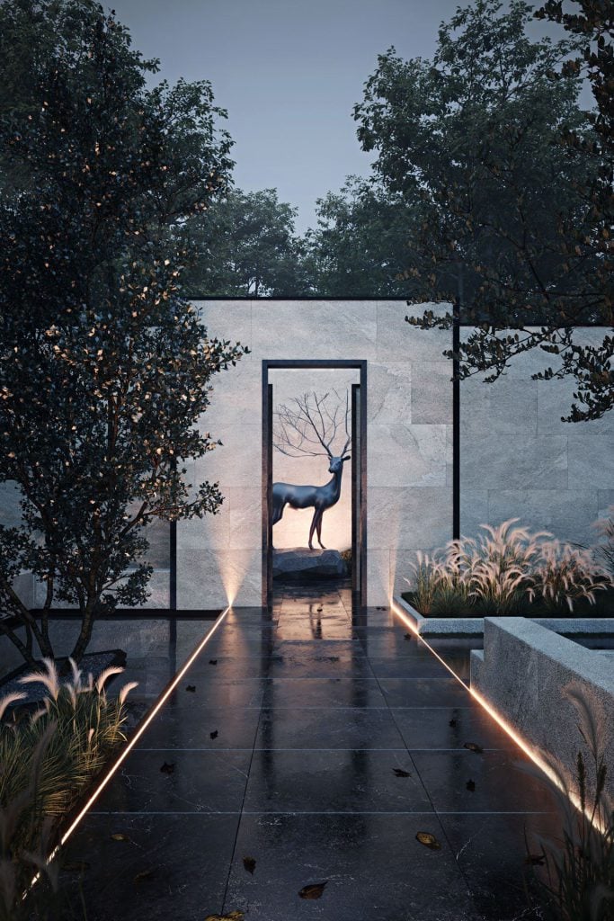 3D Exterior Visualization with Realistic Rendering of Modern Sculpture