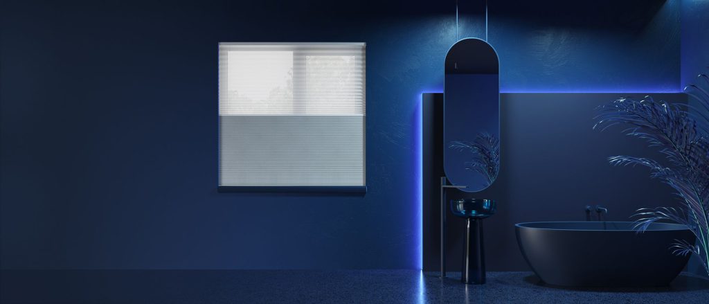 3D Interior Visualization of trendy Bathroom with Custom Rendering