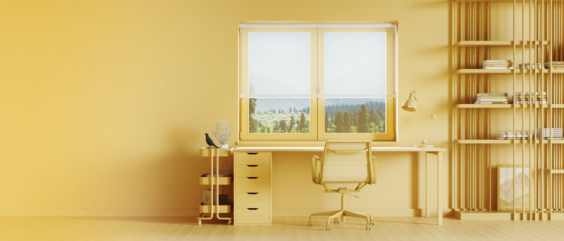 Yellow Lifestyle 3D Rendering for Blinds