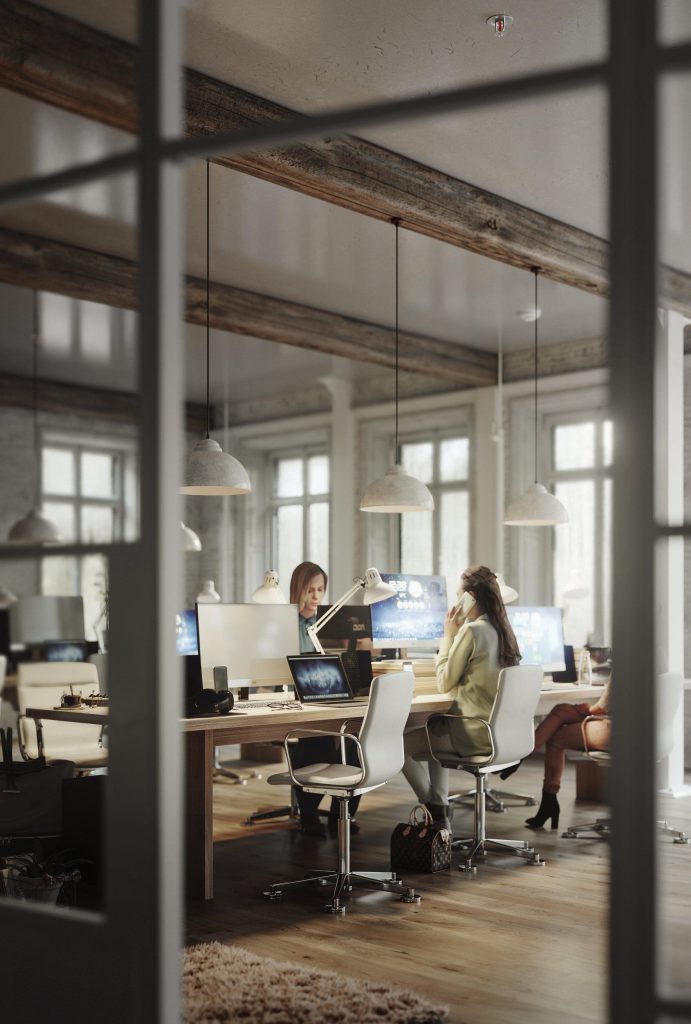 3D Interior Visualization of Modern Office Space